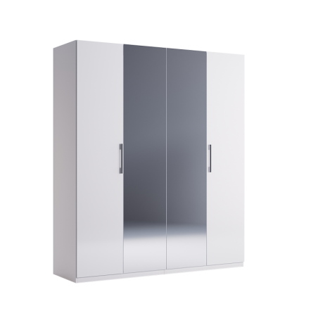 Dressing "Bianco" à 4 portes dont 2 miroir - Blanc - L 210 cm