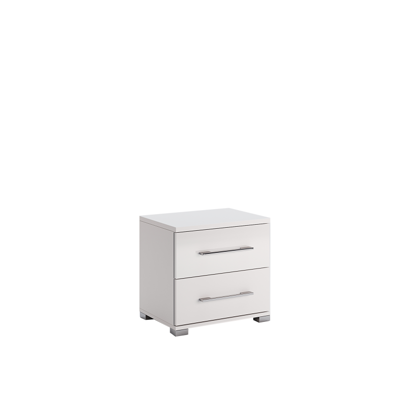 Table de chevet en bois Bianco à 2 tiroirs - Blanc - H 48 x L 55 cm