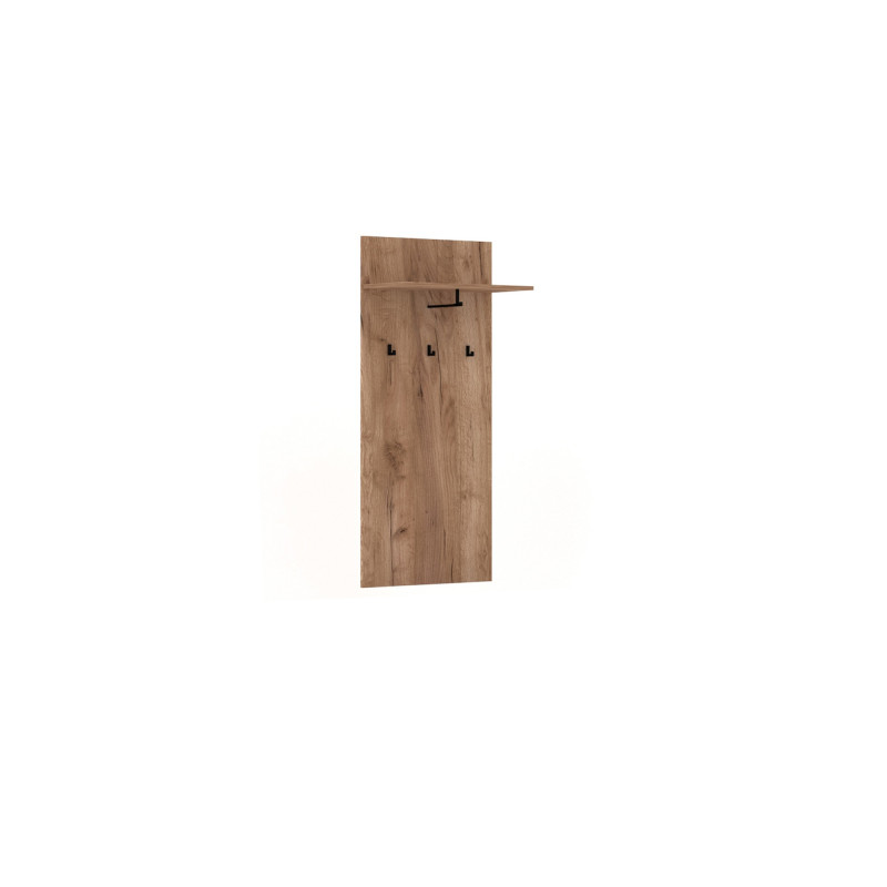 Porte manteaux mural avec étagère et crochets Bilbao - Marron : H 140 cm