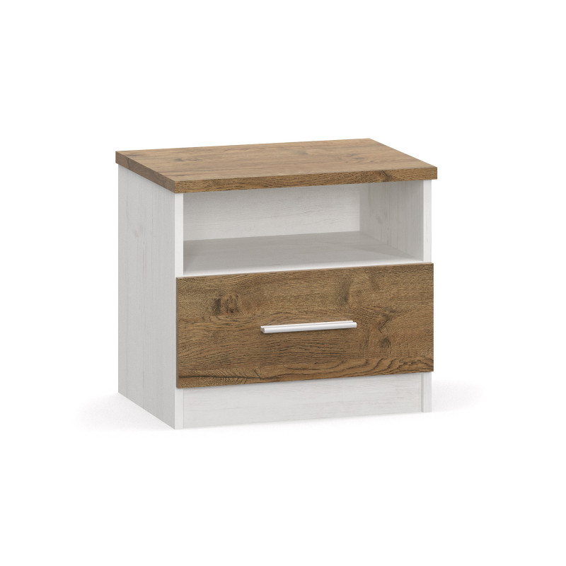 Set de 2 tables de chevet en bois Markos - Marron/Blanc - H 46 cm