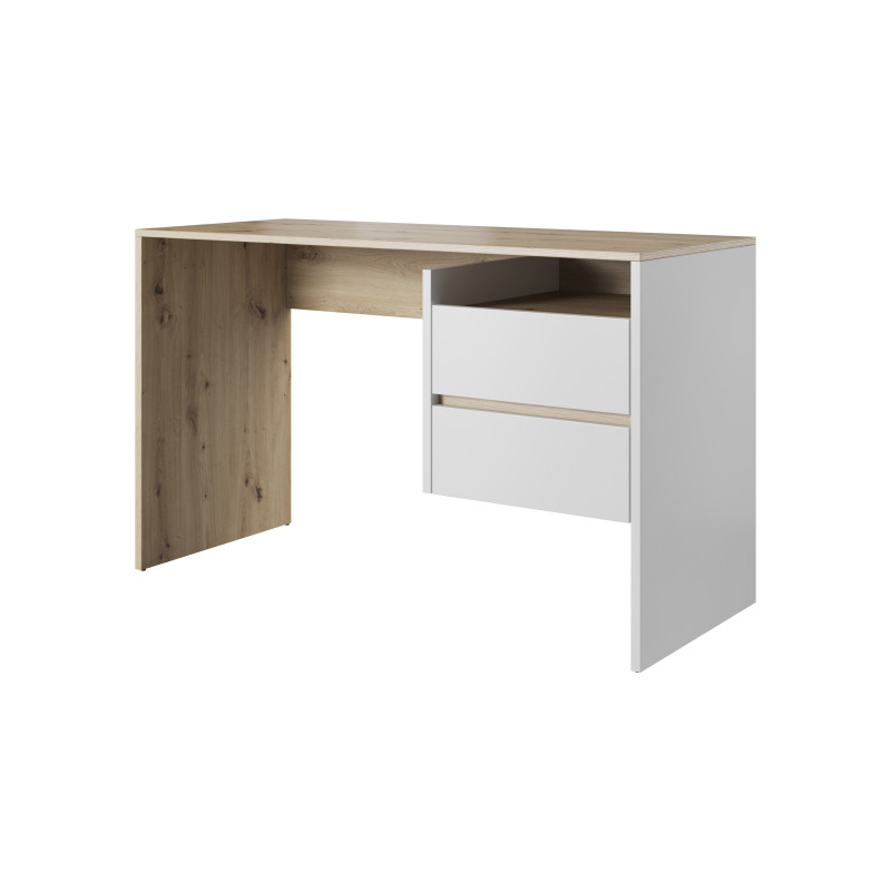 Bureau en bois Paco à tiroirs - Beige/Blanc - L 125 cm