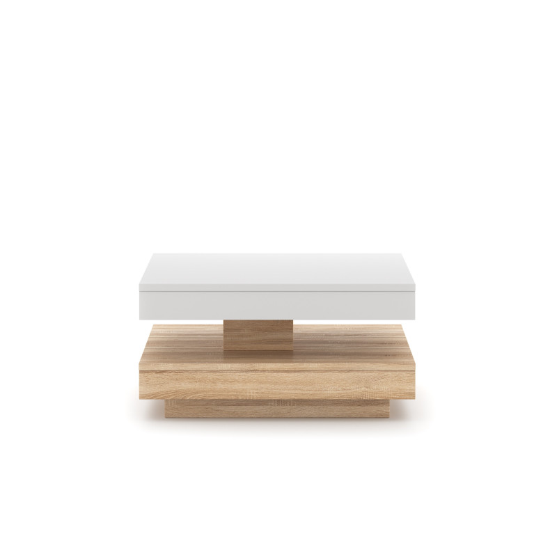 Table basse Pico à plateau rotatif - Blanc/Beige - L 67 x H 33 cm