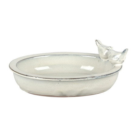 Bain d'oiseau ovale en céramique - L 22,9 cm x l 30,7 cm x H 10,4 cm - Blanc
