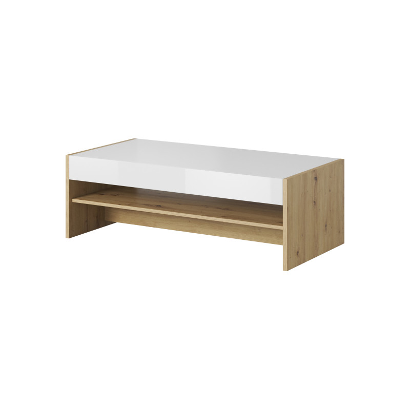 Table basse en bois Gobi - Beige/Blanc brillant - L 120 cm