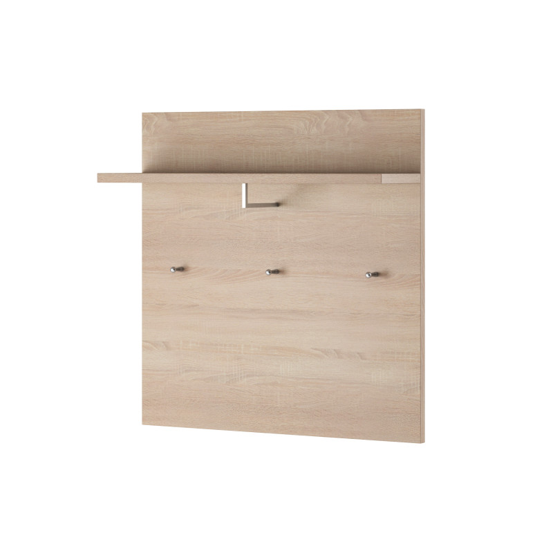 Porte manteaux mural en bois Iris à 3 crochet + 1 étagère - Beige - 80 x 80 cm