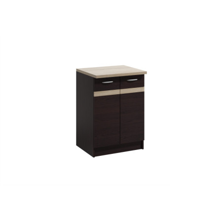 Meuble bas de cuisine en bois "Livia" - Marron/Beige - H 82 cm