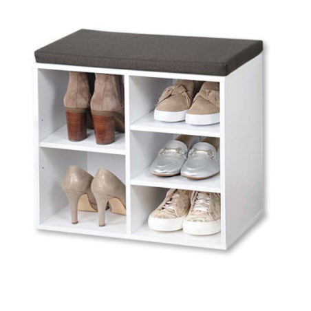 Meuble à chaussures d'intérieur - Banc blanc avec coussin pour l'entrée