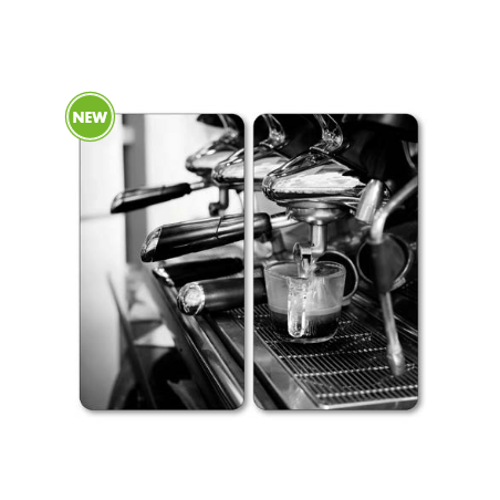 Lot de 2 plaques de protection en verre "Espresso" - Noir/Blanc - L 50 x l 28,5 cm