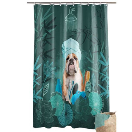 Rideau de Douche avec Crochets 180 x 200 cm Doggy Zen - Polyester Imprimé