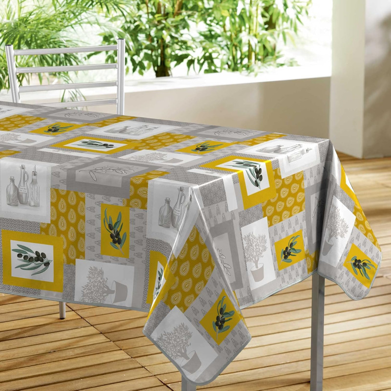Nappe Rectangle 140 x 240 cm Graziella Jaune - PVC Imprimé