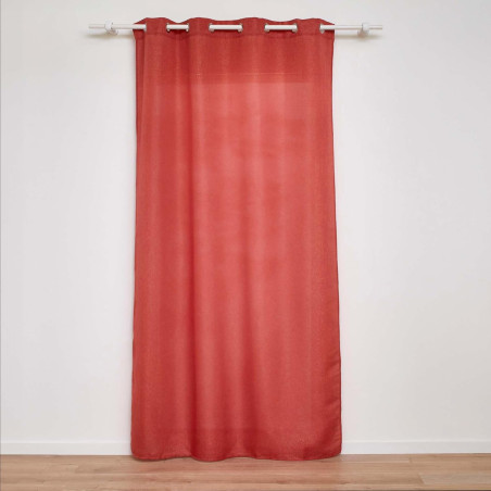 Rideau à Oeillets 140 x 260 cm Zeline Terracotta - Polyester Uni et Fils Métallisés