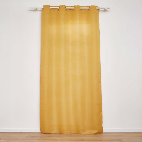 Rideau à Oeillets 140 x 260 cm Zeline Jaune - Polyester Uni et Fils Métallisés