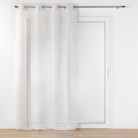 Voilage à œillets 140 x 240 cm Lorea Naturel - Voile Sablé Imprimé Métallisé