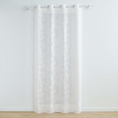Voilage à œillets 140 x 240 cm Karla Blanc - Voile Tissé Appliqué