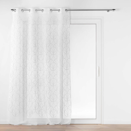 Voilage à œillets 140 x 240 cm Felicia Argent - Voile Sablé Brodé Métallisé