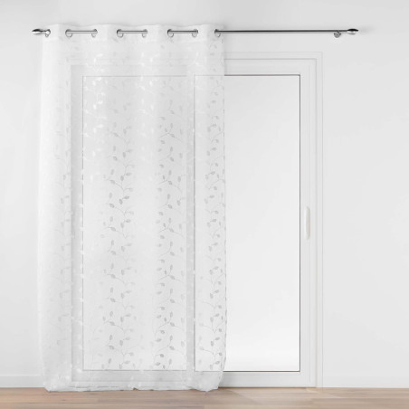 Voilage à œillets 140 x 240 cm Edna Blanc - Voile Sablé Brodé Métallisé