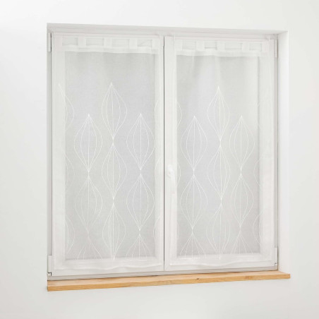Paire Droite à Passants 2 x 60 x 90 cm Galactee Blanc - Voile Sablé Brodé