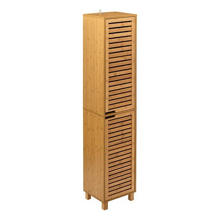 Colonne de rangement en bambou - Beige - L 33 x P 28 x H 168 cm - Cirila