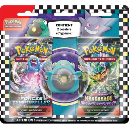 Pokemon - Set de 2 boosters + gomme - Modèle aléatoire - Jeux de cartes à collectionner