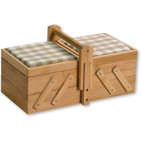 Boites à couture ou à outils en bois et tissu - Marron - L 29 cm