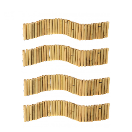Lot de 4 bordures de jardin en bambou "Mon Jardin" - Beige - D 3 x L 100 x H 15 cm