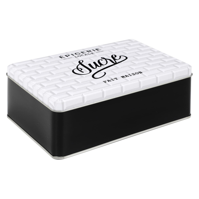 Boîte à sucre en métal Brooklyn - Blanc/Noir - L 20 cm