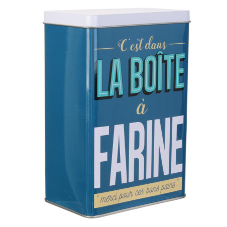Boîte de conservation à farine en métal - Bleu - H 18,5 cm