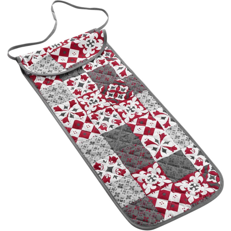 Sac à pain en coton imprimé patchwork - Gris/Rouge - H 70 cm