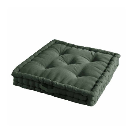 Coussin de sol carré en coton - Vert kaki - 60 x 60 cm