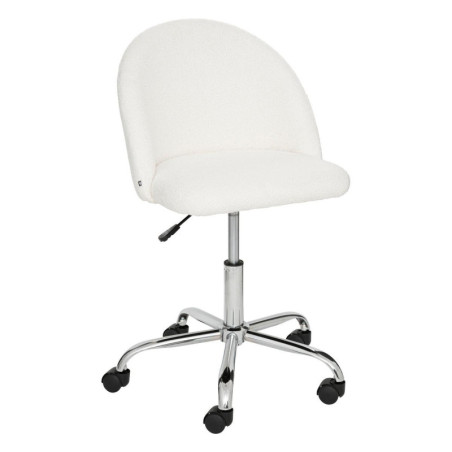 Chaise de bureau en tissu à bouclette "Geos" - Blanc - L 54 x P 57,5 x H 89 cm