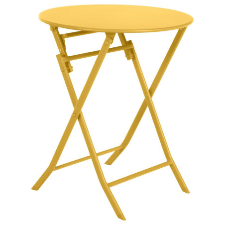Table ronde pliante 2 places "Greensboro" - Jaune moutarde - D 60 x H 71 cm