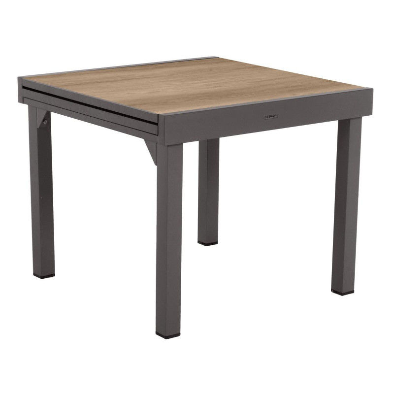 Table extensible en aluminium Piazza - Marron - 8 places - L 90 à 180 cm