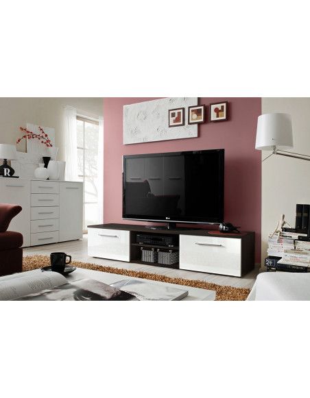 Banc TV - Bono II - 180 cm x 37 cm x 45 cm - Wengé et blanc