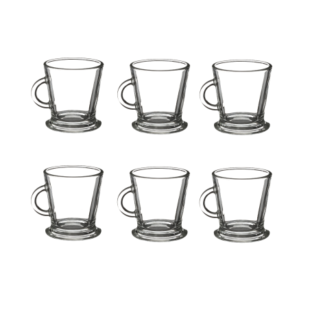 Lot de 6 tasses en verre - Transparents |Contenance 18 cl | Entièrement en verre