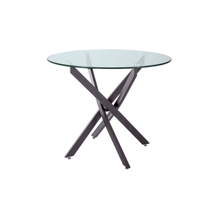 Table ronde design - Agis - D 90 x H 73 cm - Verre et noir mat