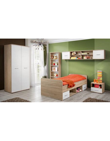 Ensemble de meuble de chambre  - DINO II - 5 éléments - Chêne et blanc