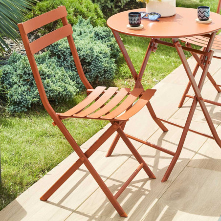 Chaise pliante en métal "Greensboro" - Orange - L 50 x P 42 x H 81 cm