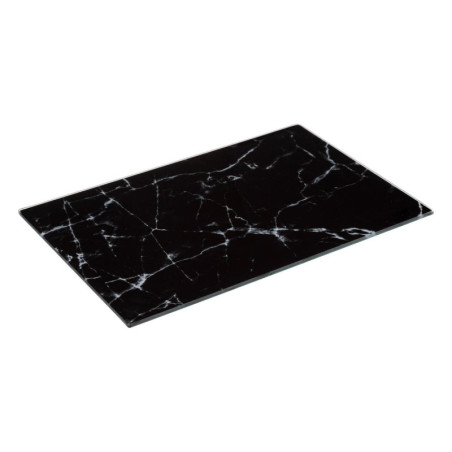 Planche à découper en verre imitation marbre - Noir - 30 x 20 cm