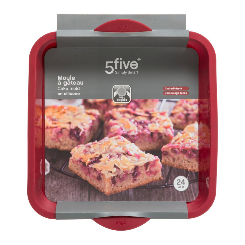 Plat carré en silicone  Silipro - Rouge - 24 x 24 cm - 2.35L