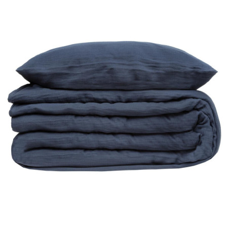 Parure de lit 260 x 240 cm - Bleu gris - Coton