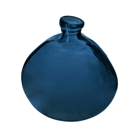 Vase rond en verre recyclé "Uly" - Bleu - D 33 cm