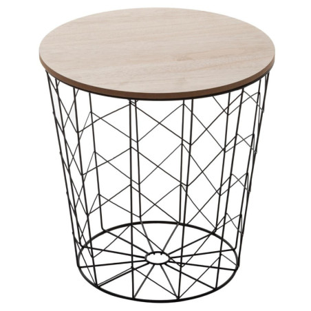 Table café pop "Kumi" en métal - Beige/Noir - H 38 cm