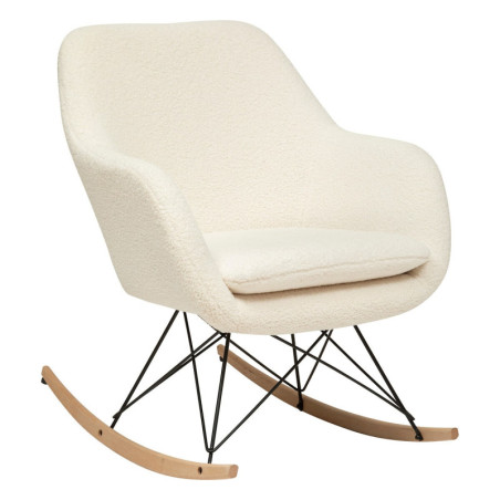 Fauteuil rocking-chair à bouclette "Olmeto" - Blanc - L 65 x P 80 x H 83 cm