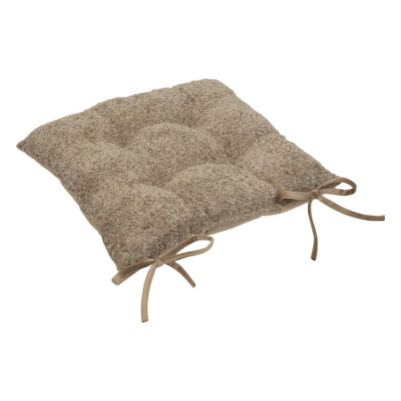 Lot de 6 galettes de chaise carrées en bouclette - Marron - 38 x 38 x épaisseur 5 cm