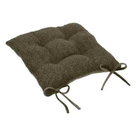 Lot de 6 galettes de chaise carrées en bouclette - Vert kaki - 38 x 38 x épaisseur 5 cm