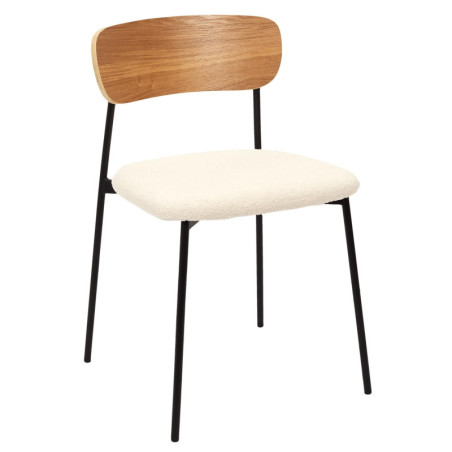 Chaise à bouclette "Loki" - Blanc/Noir - L 46 x H 78,3 x P 48 cm
