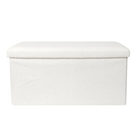 Banc coffre pliable à bouclette - Blanc - L 76 x H 38 x P 38 cm