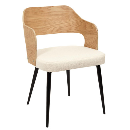 Lot de 4 fauteuils à bouclette "Loki" - Blanc - L 76 x H 55 x P 51,5 cm