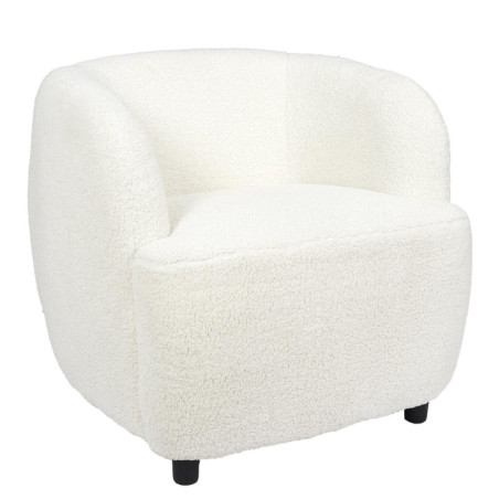 Fauteuil à bouclette "Kim" - Blanc - L 77 x H 74 x P 69 cm