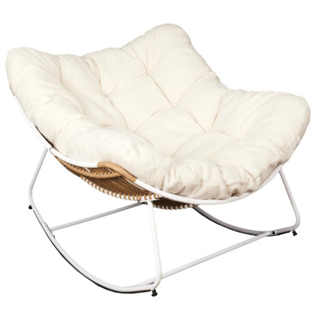 Fauteuil à bouclette "Odin" - Blanc - L 96 x H 75 x P 110 cm